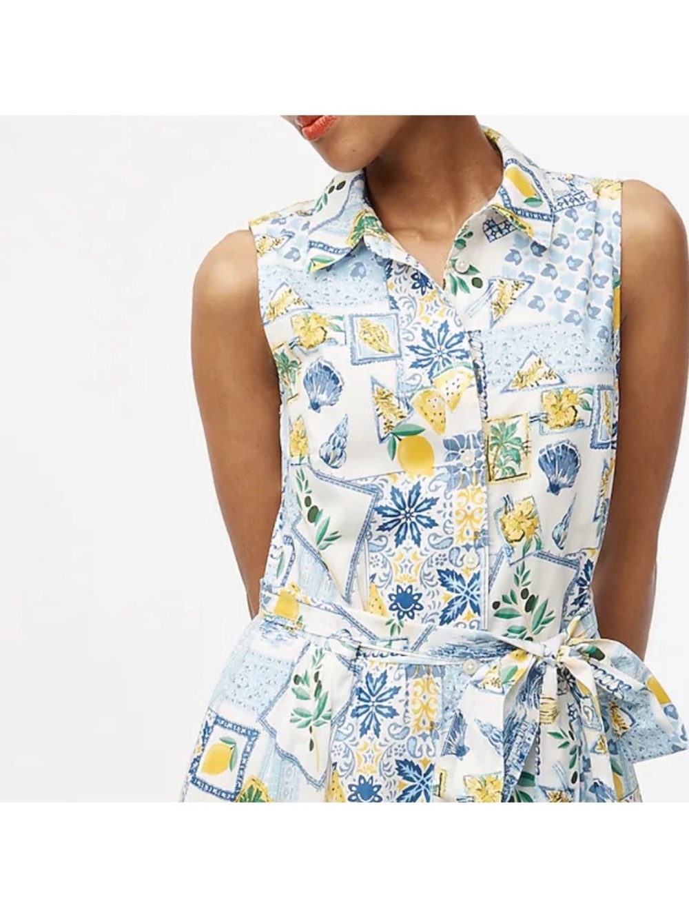 j.crew | collared midi dress positano lemon print size 12 - Picture 9 of 9